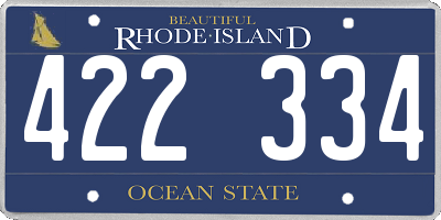 RI license plate 422334