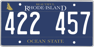 RI license plate 422457