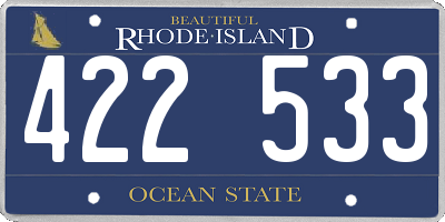 RI license plate 422533