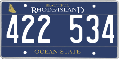 RI license plate 422534