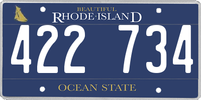 RI license plate 422734