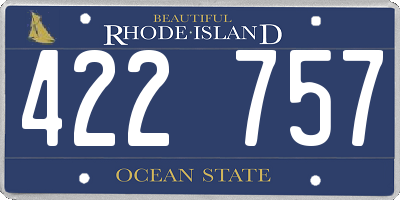 RI license plate 422757
