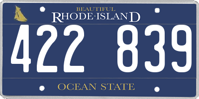 RI license plate 422839