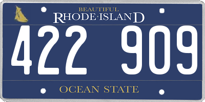 RI license plate 422909
