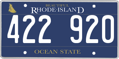 RI license plate 422920