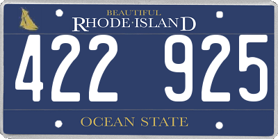 RI license plate 422925