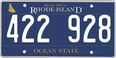 RI license plate 422928