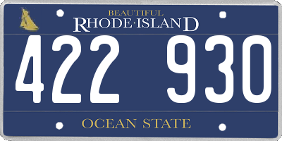 RI license plate 422930