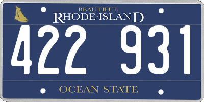 RI license plate 422931