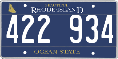 RI license plate 422934