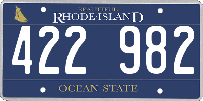 RI license plate 422982