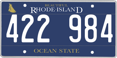 RI license plate 422984