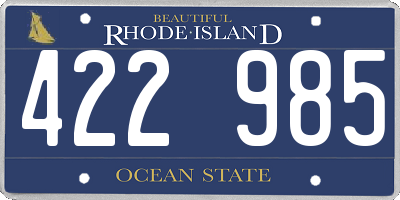 RI license plate 422985
