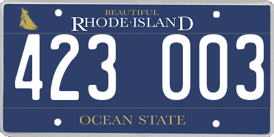 RI license plate 423003