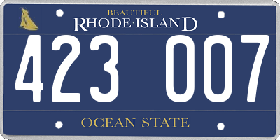RI license plate 423007