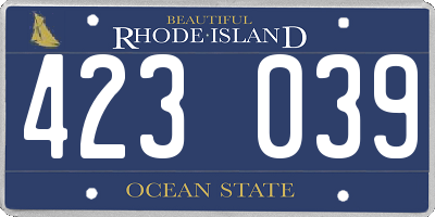 RI license plate 423039