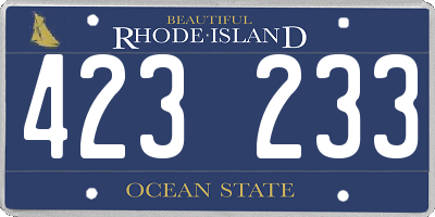 RI license plate 423233