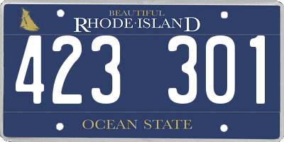 RI license plate 423301