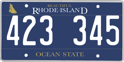 RI license plate 423345