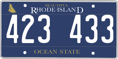 RI license plate 423433