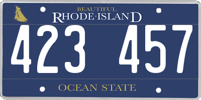 RI license plate 423457