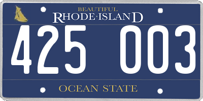 RI license plate 425003