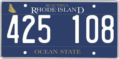 RI license plate 425108