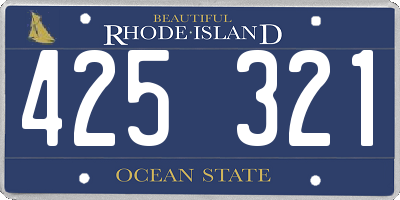 RI license plate 425321