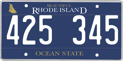 RI license plate 425345