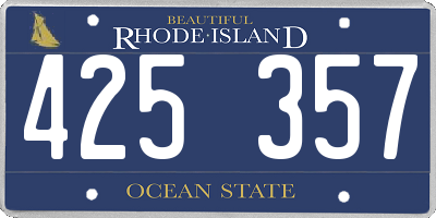 RI license plate 425357
