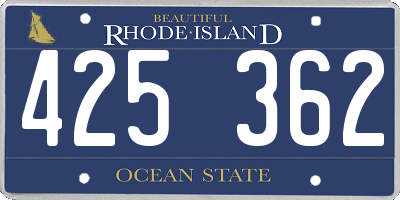 RI license plate 425362
