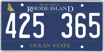 RI license plate 425365