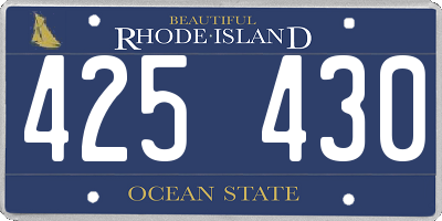 RI license plate 425430