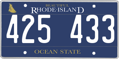 RI license plate 425433