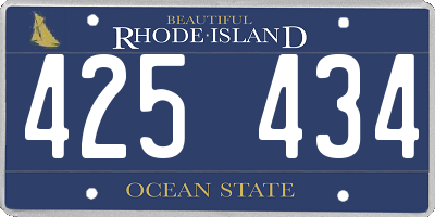 RI license plate 425434