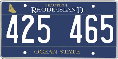 RI license plate 425465