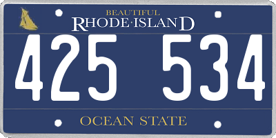 RI license plate 425534