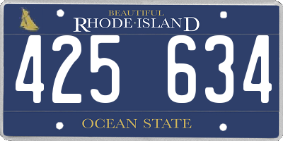 RI license plate 425634