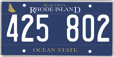 RI license plate 425802