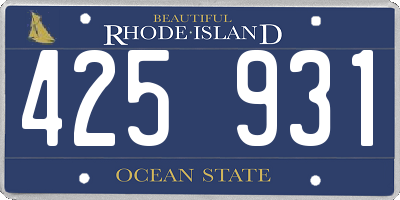RI license plate 425931