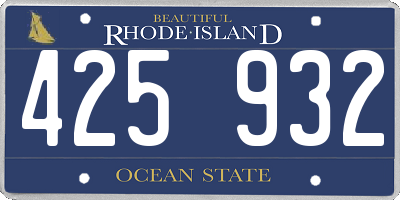 RI license plate 425932