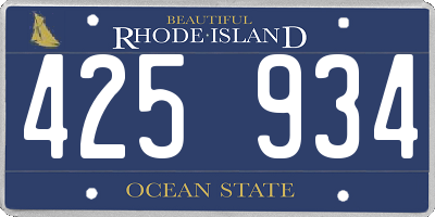 RI license plate 425934