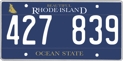RI license plate 427839