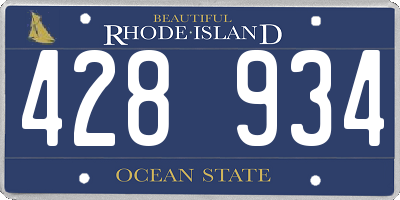 RI license plate 428934