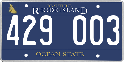 RI license plate 429003