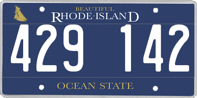RI license plate 429142