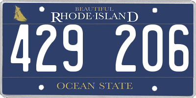 RI license plate 429206
