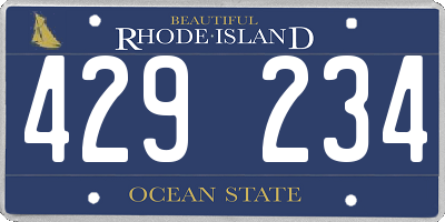 RI license plate 429234