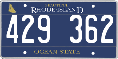 RI license plate 429362