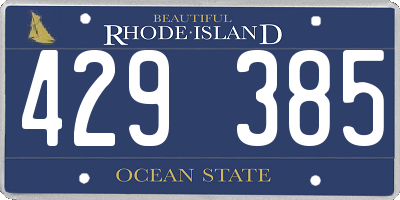 RI license plate 429385